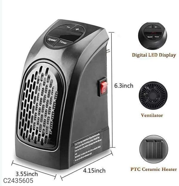 Room Heater Handy Heater for Home, Office, Camper LED Screen 400 Watts Portable Wall Heater Warmer, Mini Blower Heater for Winter - Image 2