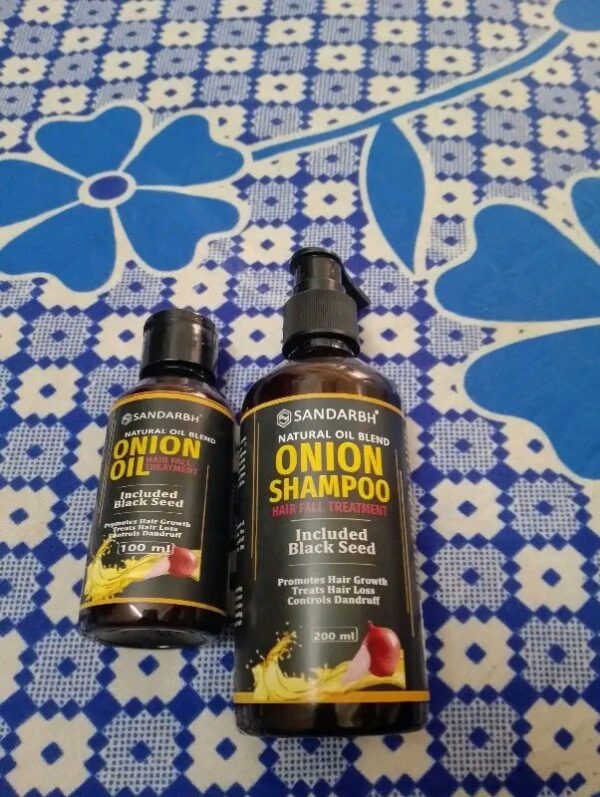 Sandarbh Natural Onion Oil Black Seed Oil Ultimate Hair Care (Hair Oil (100ml)+ Hair Shampoo (200ml)-Net Vol (2 Items in the set) - Image 3
