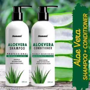 Shampoo And Conditioner Aloevera || hair combo ||  Thickens and Volumizes Thin Hair Decreases (Shampoo 200 Ml + Conditioner 200 Ml) Hair Loss Restore Moisture Helps Control Frizz Shamoo