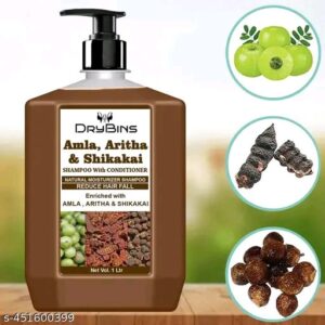 DRYBINS Amla,Aritha & Shikakai Hair Shampoo | Anti-Dandruff Hair Shampoo | Aritha Hair Shampoo For Healthy Scalp | 1 Ltr Shampoo | Shampoo for Hair fall control  | For Itchy & Oily Hair | Shikakai Hair Shampoo For men & women | Aritha Hair  Shampoo For All hair type 1 Ltr Pack of - 1