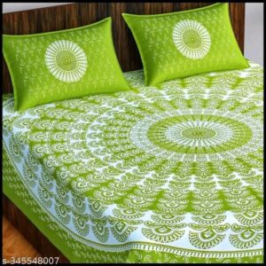 Jaipuri Pure Cotton Double Fitted Bedsheet With 2 Pillow Cover