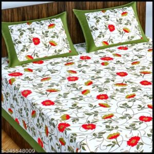Jaipuri Pure Cotton Double Fitted Bedsheet With 2 Pillow Cover